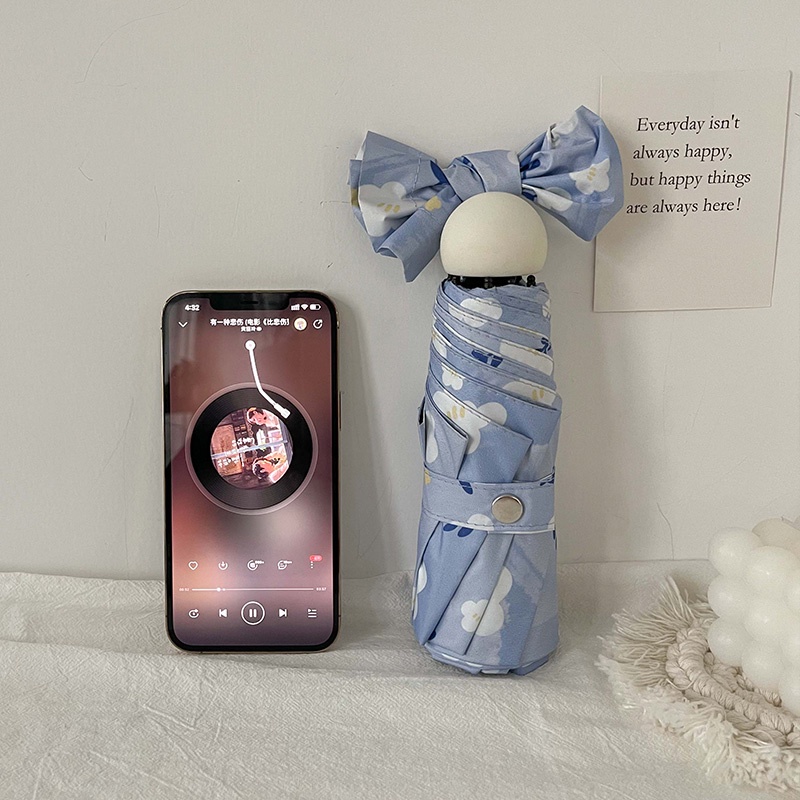 Dù Che Nắng Mini Tự Động Chống Tia UV In Họa Tiết Hoa Dễ Thương Phong Cách Retro