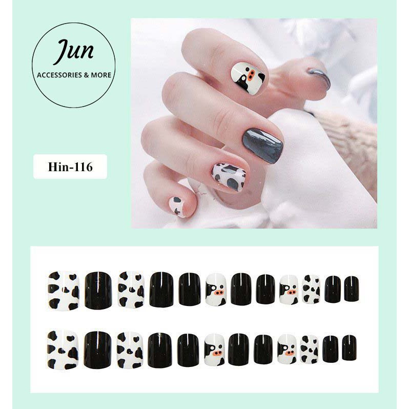 [MUA 1 ĐƯỢC 4] Set 24 móng tay giả MẪU MỚI kèm họa tiết xinh xắn Phụ kiện nhà Jun