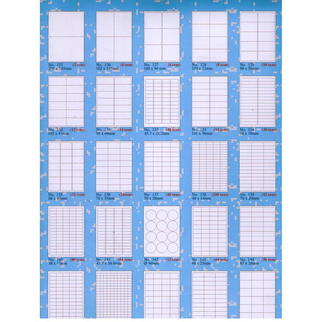 Giấy Decal Tomy A4 in mã vạch  No 140 đến No 149