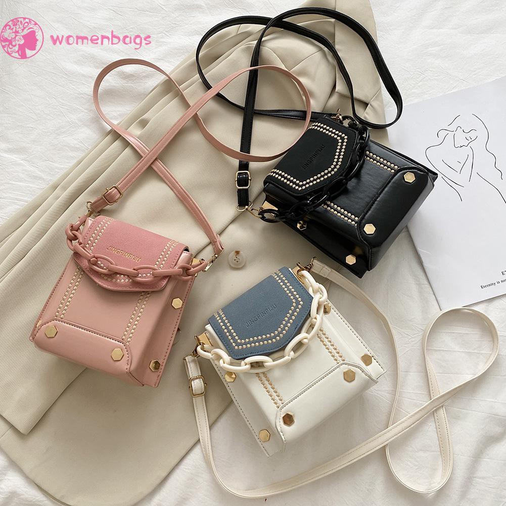 Túi Đeo Chéo Da Pu Phối Màu Thời Trang Cho Nữ