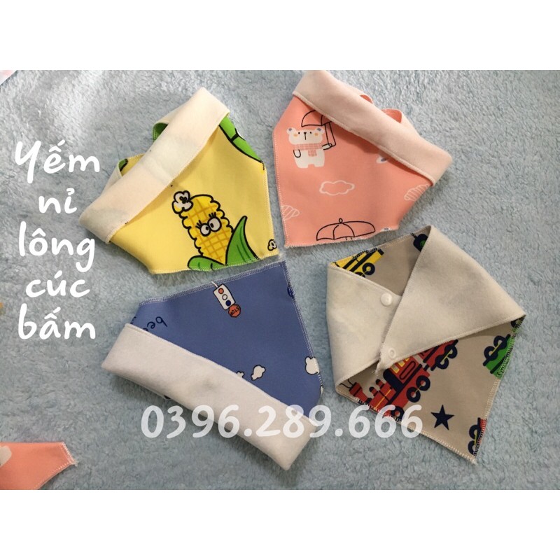 Yếm tam giác nỉ lông cúc bấm, khăn chéo cúc bấm cho bé