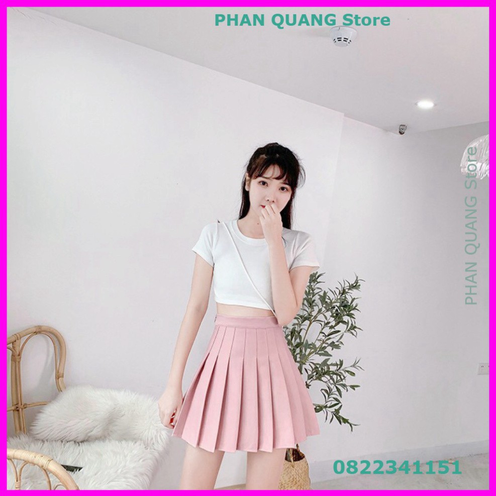 👗 CHÂN VÁY TENNIS NGẮN XẾP LY DÁNG XOÈ ĐEN HỒNG - CHÂN VÁY XẾP LI TENNIS TRƠN HỒNG ĐEN - CHÂN VÁY ĐŨI ULZZANG PQ-Shop