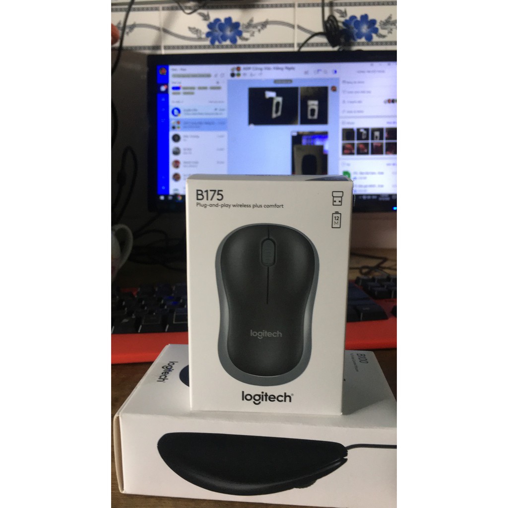 Chuột không dây Logitech B175 đen bạc