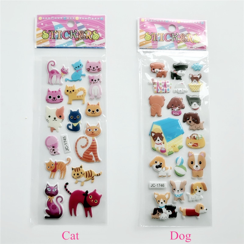 1 Sheet ▶ Cat / Dog Educational Toys Stickers ◀ Cartoon 3D DIY Reward Stickers