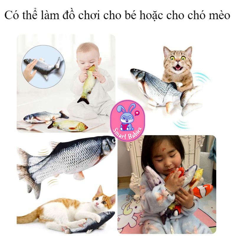 Cá nhảy sạc điện đồ chơi vẫy đuôi siêu đáng yêu cho bé, cá nhảy có thể sạc điện đồ chơi cho chó mèo