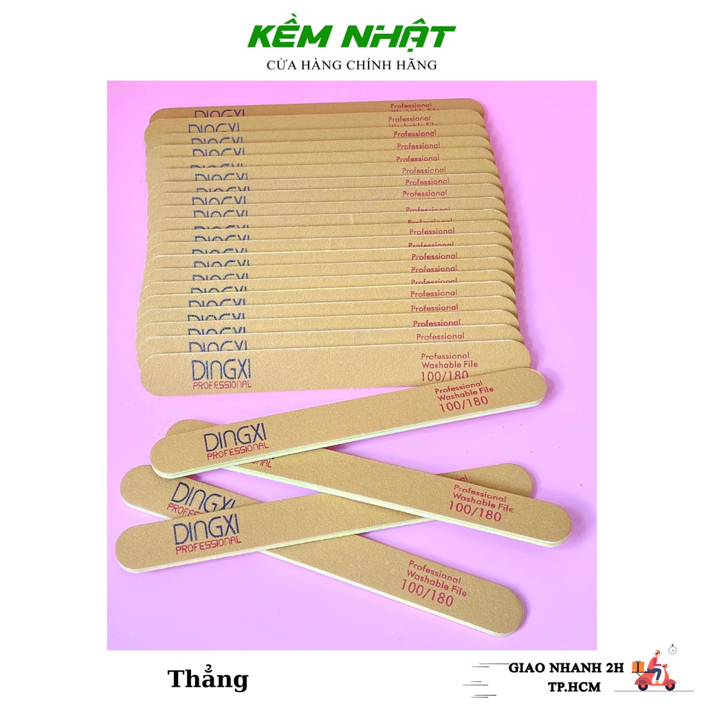 Dũa Móng Tay DINGXI Nhám Da Bò Nâu Vàng Độ Nhám 100/180 - Dũa Móng Nail