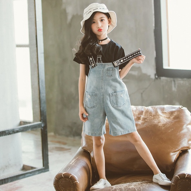 Set yếm jean bé gái lớn từ 15-45 kg