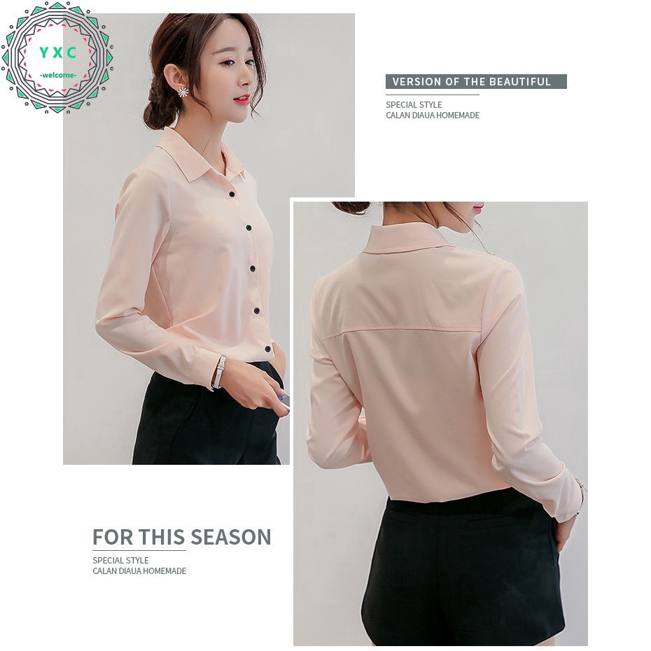 Áo sơ mi công sở dài tay phong cách đơn giản thanh lịch dành cho nữ