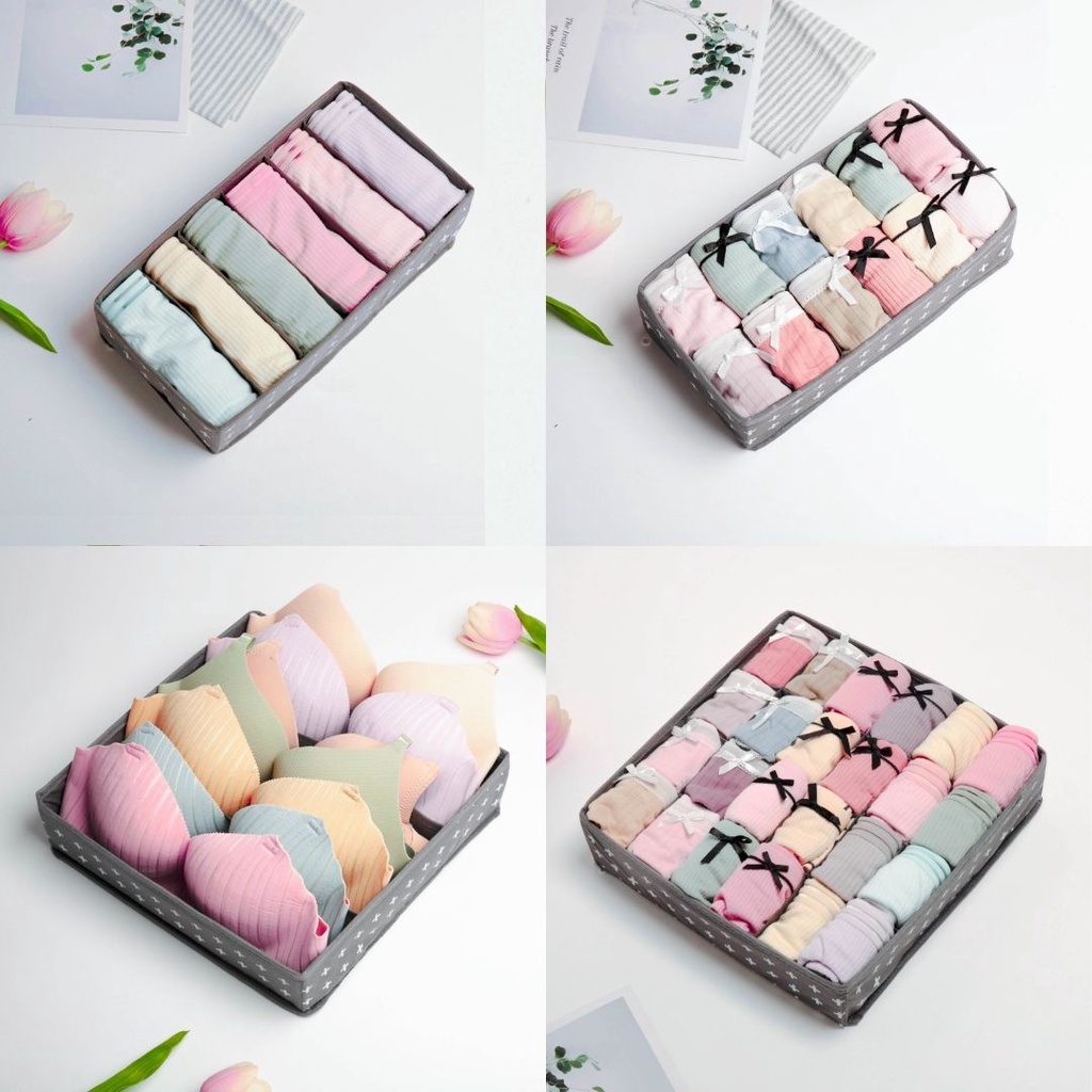 4 HỘP ĐỰNG ĐỒ LÓT 6+7+12+24 NGĂN BẰNG VẢI CHỐNG THẤM NƯỚC