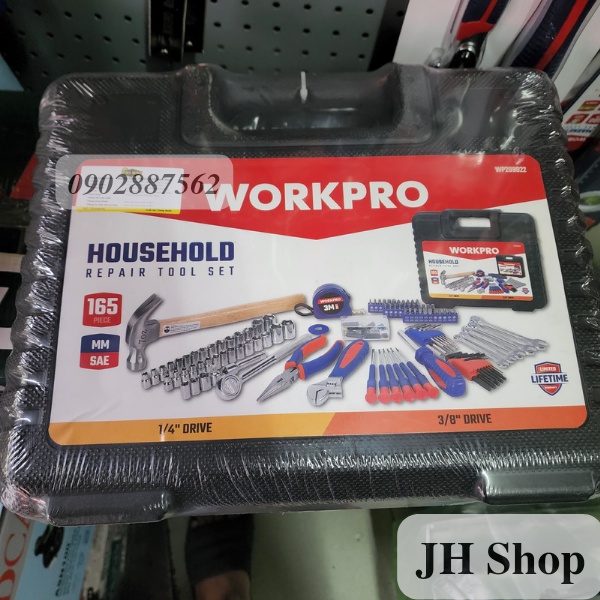 bộ dụng cụ sửa chữa 165 chi tiết workpro hàng xịn USA (kìm, búa, tuýp, cờ lê, tua vít)