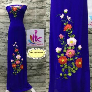 Vải áo dài thêu hoa 3D