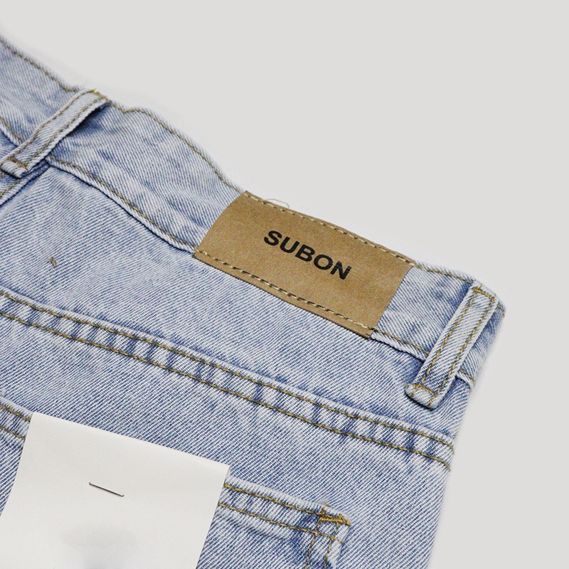 Quần bò nam dáng rộng ống suông hoạ tiết mèo cào màu xanh nhạt quần jeans unisex thời trang LOHA
