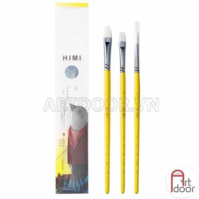 Bộ Cọ vẽ màu nước HIMI, Gouache, Acrylic bộ 3 cây - Họa Cụ Hakuart