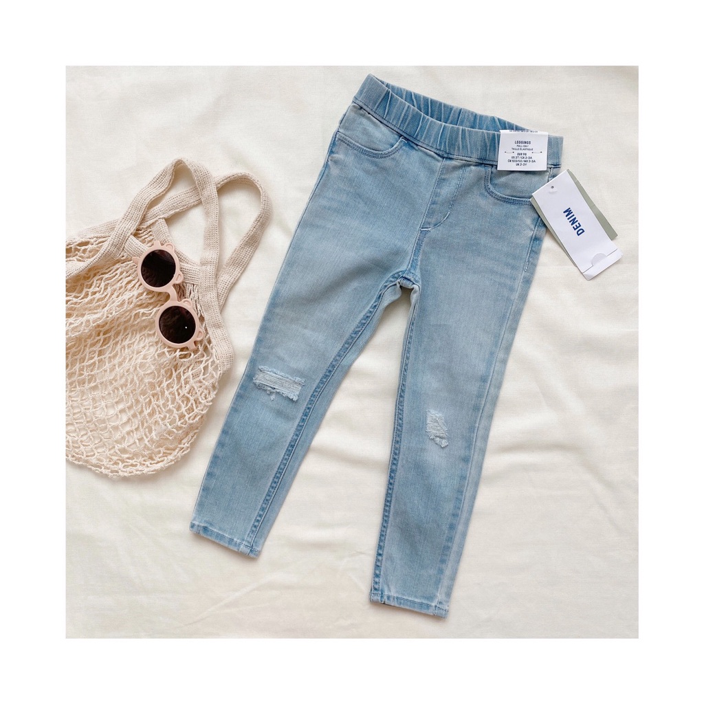 Quần legging bé gái hàng xuất dư H&M màu xanh đậm made in Cambodia 12kgs-22kgs