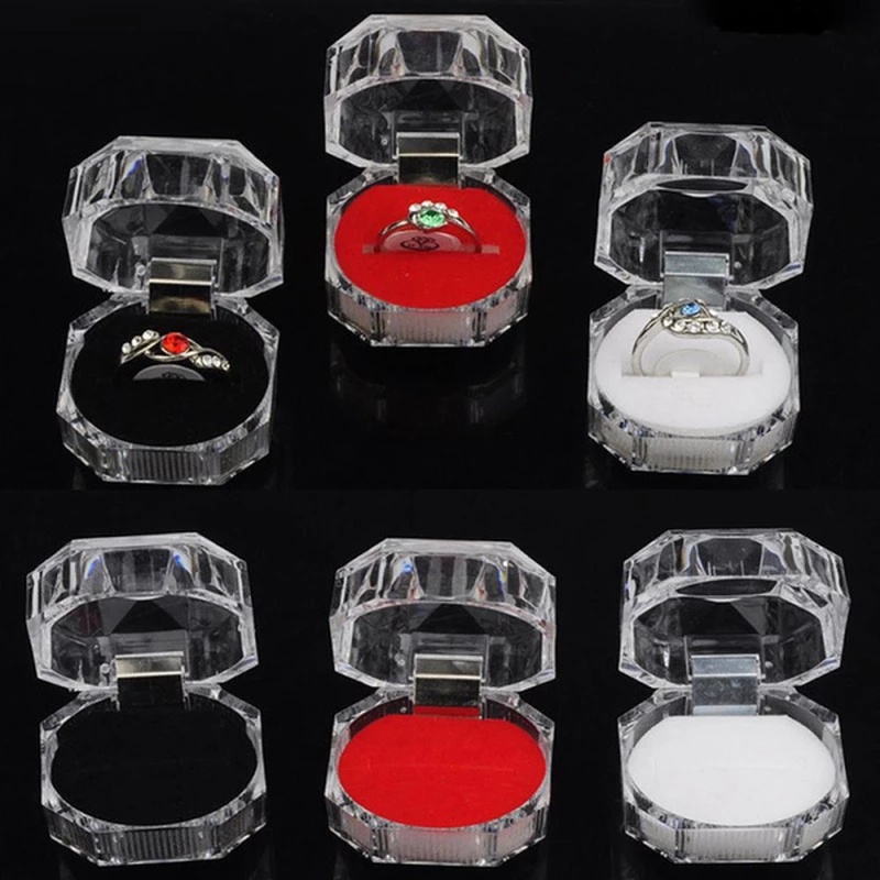 Bộ 5 Hộp Đựng Nhẫn Bằng Nhựa Acrylic Trong Suốt