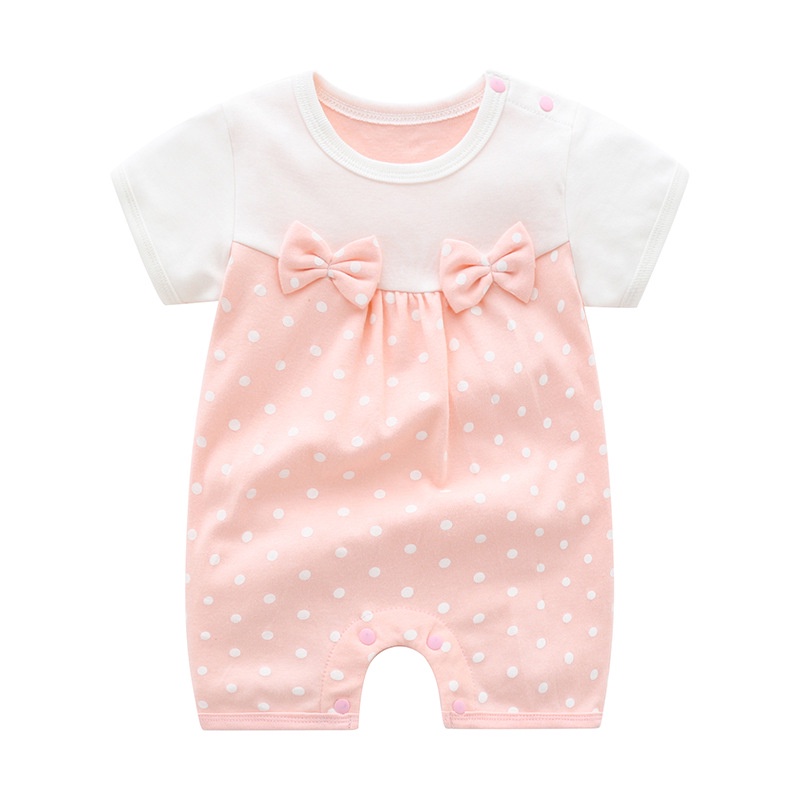 Bộ Áo Liền Quần Bằng Cotton Tay Ngắn Thời Trang Mùa Hè Cho Bé Gái Sơ Sinh 2172