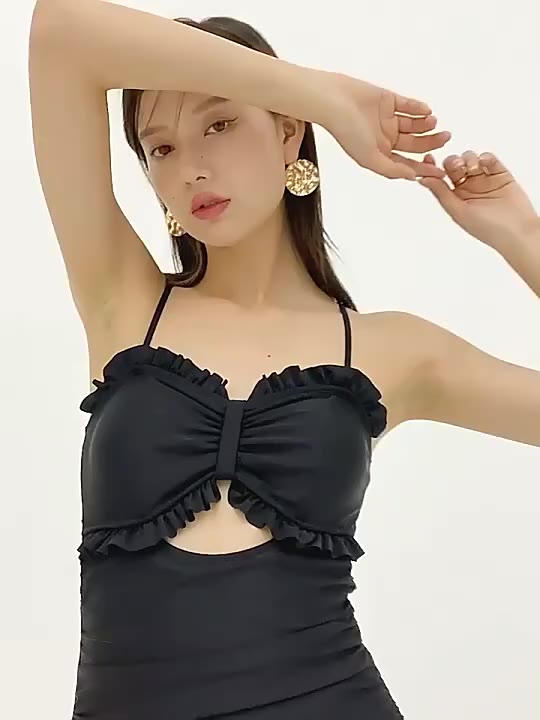 Bikini đi biển LUHAZO 1 mảnh kín đáo liền thân cạp cao sexy hở lưng tiểu thư kiểu Hàn Quốc DK5T401 | BigBuy360 - bigbuy360.vn