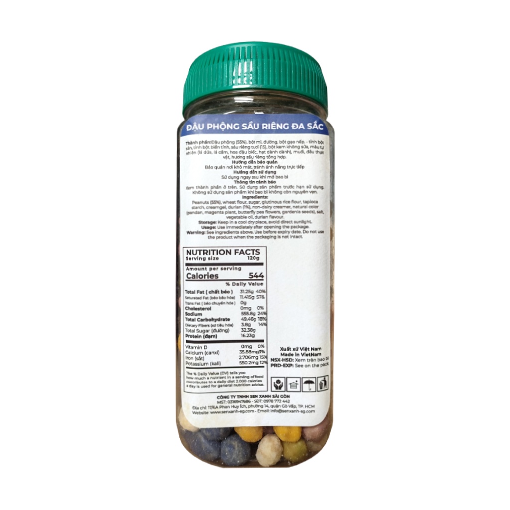 [SenXanh Emart]  Đậu Phộng Sầu Riêng Đa Sắc (260G) - đặc sản Long An