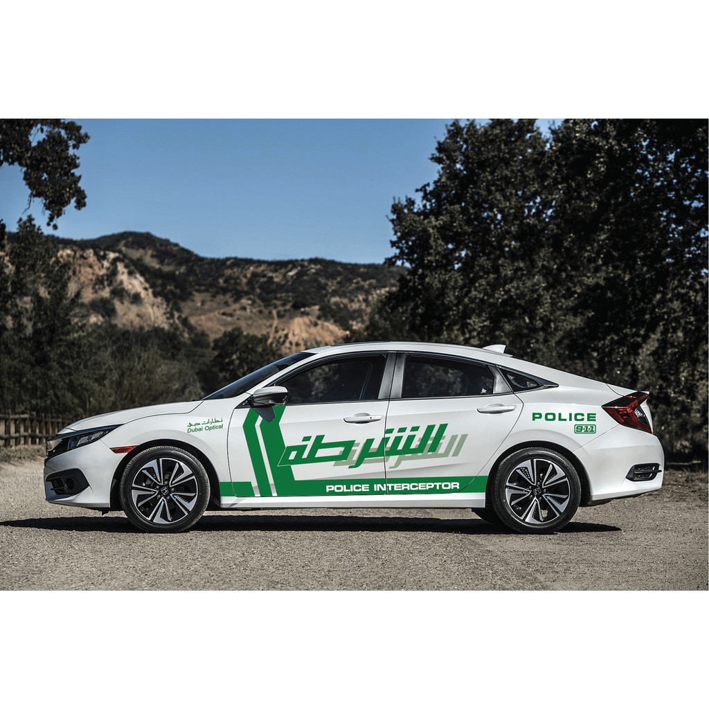 Tem xe Civic phong cách cảnh sát Dubai - decal civic