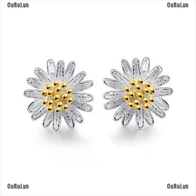 Bông Tai Mạ Bạc 925 Hình Hoa Cúc