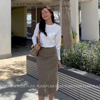Áo len gân nữ có 3 màu tay dài cổ tròn basic freesize Pumi