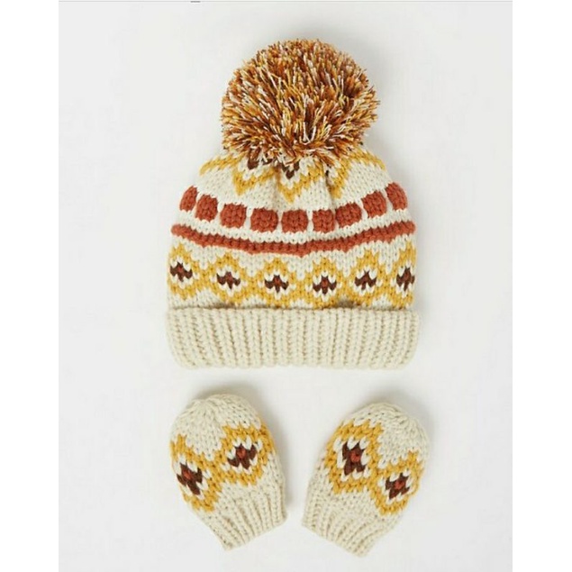 Set mũ kèm găng tay len cho bé size 6/12m 12/18m G.eorge A.uth