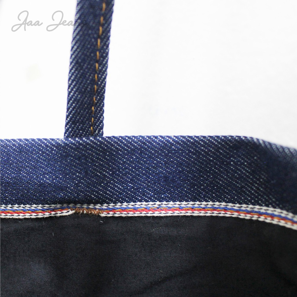 Túi Tote Jean 2 quai Selvedge Denim Aaa Jeans