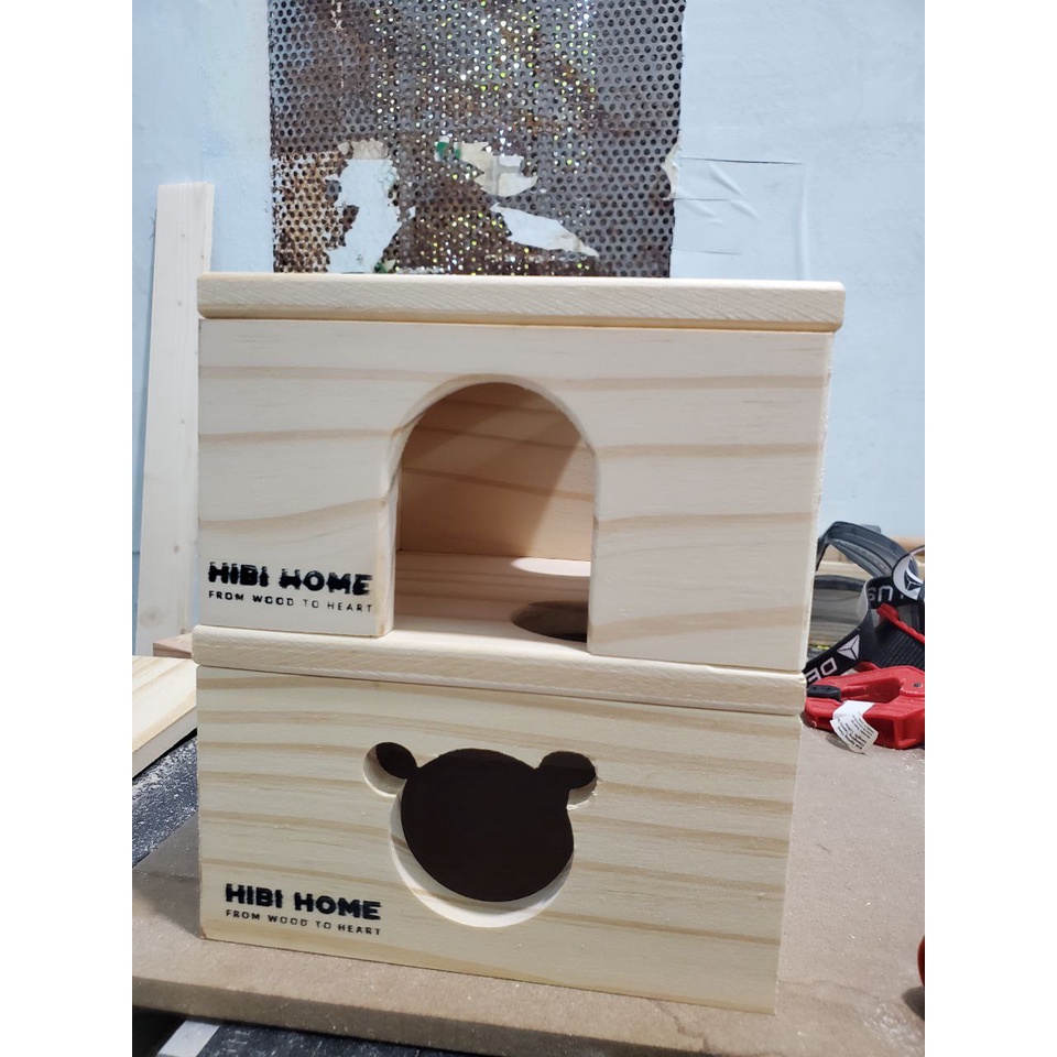 HiBi Home Mô Hình Nhà Ngủ Hầm Trú Cho Hamster Gỗ Thông Cao Cấp Kích thước 16*16*8cm