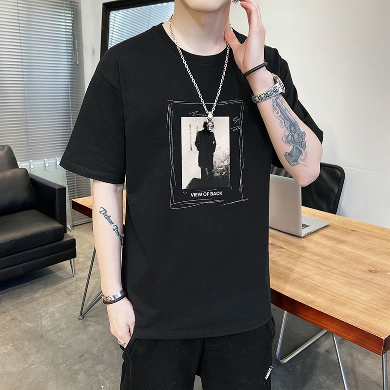 Áo Thun Cotton Cổ Tròn Tay Ngắn Dáng Rộng Thời Trang Mùa Hè Cho Nam Giới