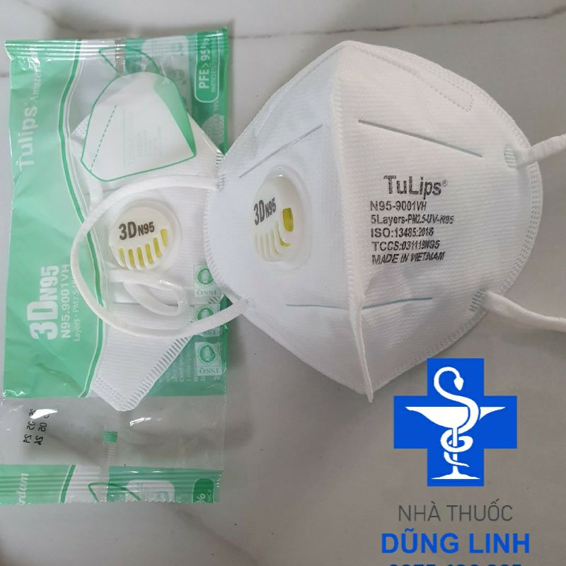 Khẩu trang 3D mask N95 có van thở Tulips công nghệ Nhật Bản chống bụi siêu mịn