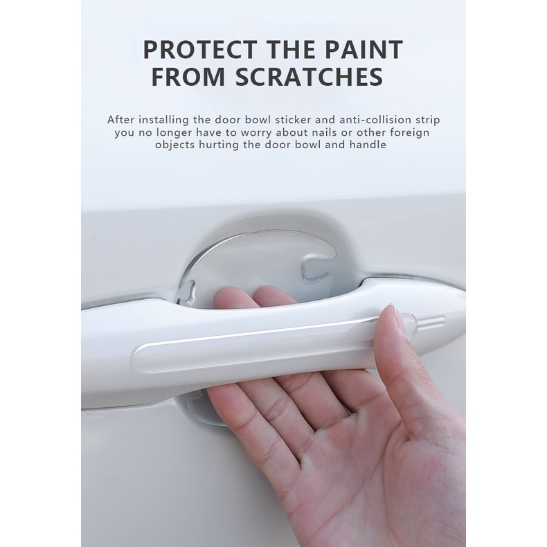 Bộ 4 Miếng Dán Chống Xước Hõm Cửa, Tay Nắm Cửa, Gương Xe Ô Tô Chất Liệu Silicon Trong Suốt