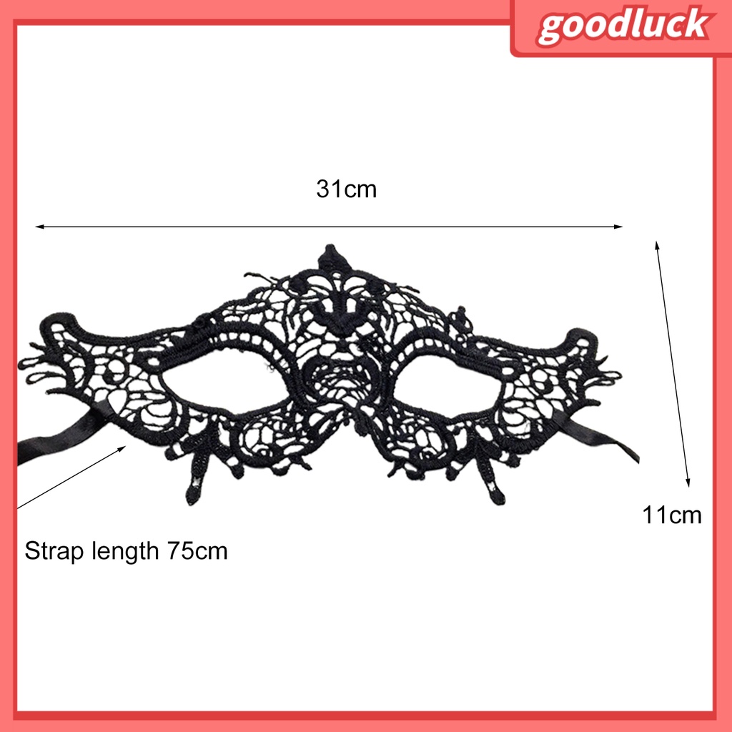 Mặt nạ mắt màu đen phối ren che phủ dùng hóa trang Halloween
