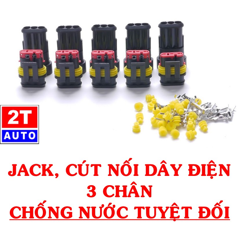 Đầu cút jack giắc nối dây điện 3 chân chống nước dùng cho xe máy xe hơi ô tô- Giá cho 1 sản phẩm:   SKU:266