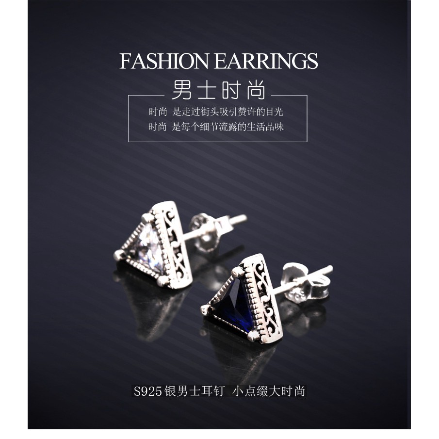 Bộ khuyên tai xỏ lỗ hình tam giác phong cách Hàn Quốc dành cho nam