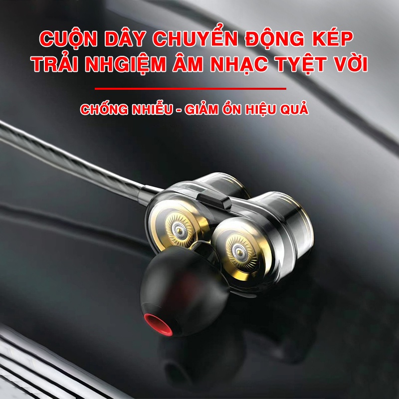 Tai nghe có dây có jack cắm 3.5mm bass loa kép âm thanh tuyệt vời thiết kế nhỏ gọn tinh tế - R16