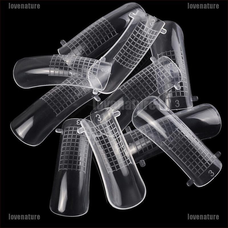 [LOVE] 20/100pcs clear dual nail forms uv gel acrylic full cover mold size scale [Nature]