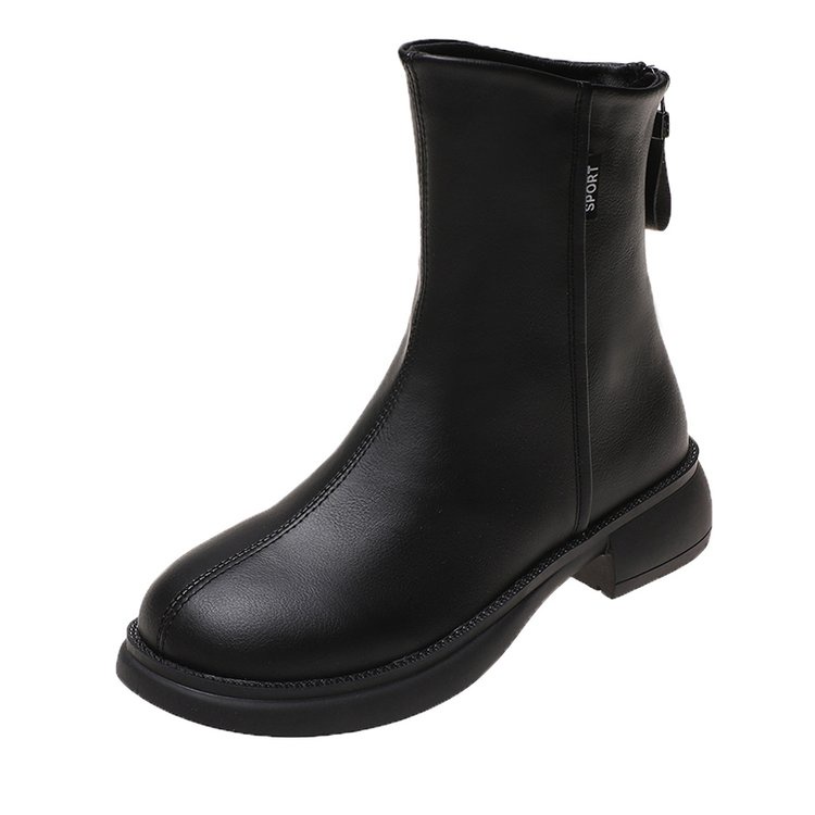 Giày Bốt Chelsea Cổ Thấp Phối Khóa Kéo Sau Phong Cách Retro Thoải Mái Dễ Phối Đồ