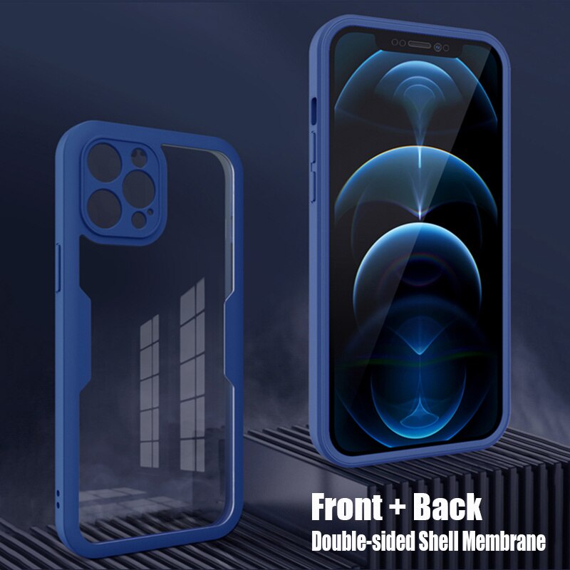 For iPhone 14 pro max Ốp Điện Thoại Trong Suốt Mặt Nhám Bảo Vệ 360 Độ + Miếng Dán Màn Hình Cho iPhone 13 12 11 Pro Max