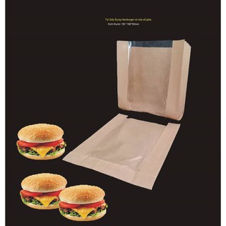 100 túi giấy đựng hamburger có cửa sổ giữa