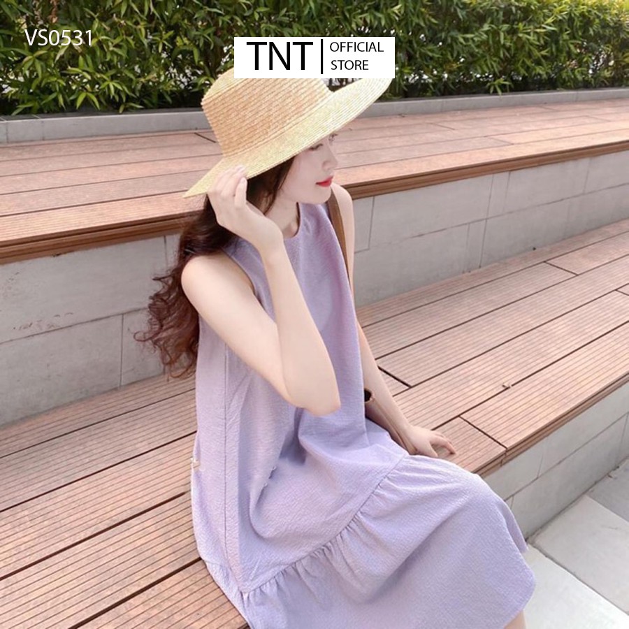 Đầm nữ đẹp dáng suông trắng cổ tròn TNT – Váy suông đuôi cá kiểu babydoll trắng chất xốp thoáng nhẹ