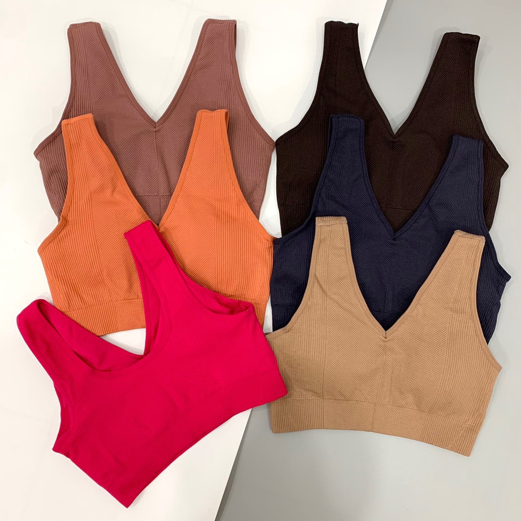 Áo Bra Yoga Nữ Hàng Xuất Xịn Chất Dệt Kim Cổ V+U Co Giãn Tốt