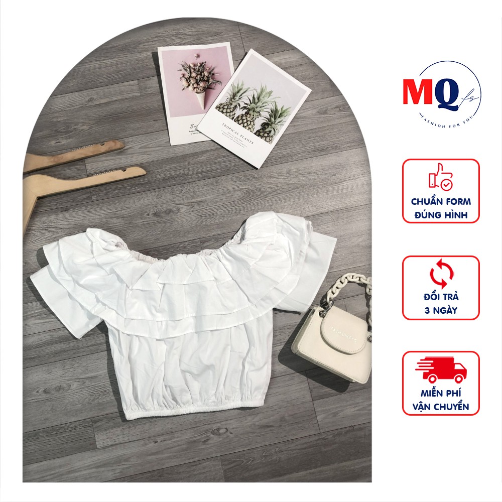 Áo kiểu hở vai MQ CLOTHING, áo croptop vai trần bèo nhúm nữ năng động cá tính