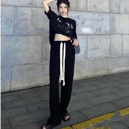 Quần culottes nhung tăm dây rút bản to hàng hot dáng dài form rộng vanmiushop