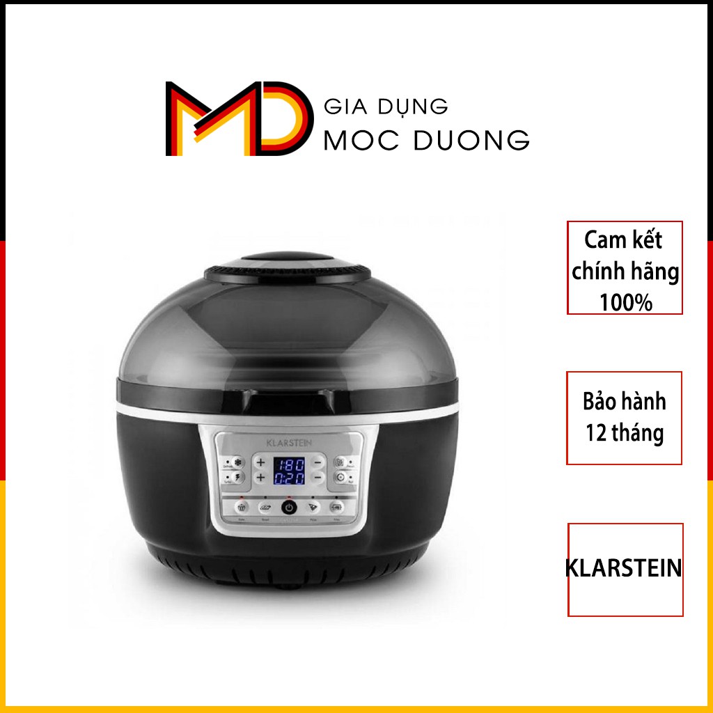 Nồi chiên không dầu KLARSTEIN TURBOR 9l Đen, chính hãng, Gia Dụng Mộc Dương