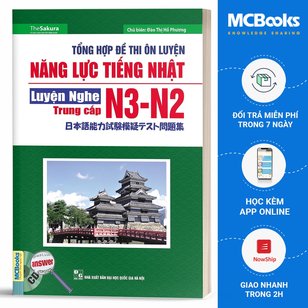 Sách - Tổng Hợp Đề Thi Ôn Luyện Năng Lực Tiếng Nhật  Phần Luyện Nghe Trung Cấp N3-N2 - Học Kèm App Online