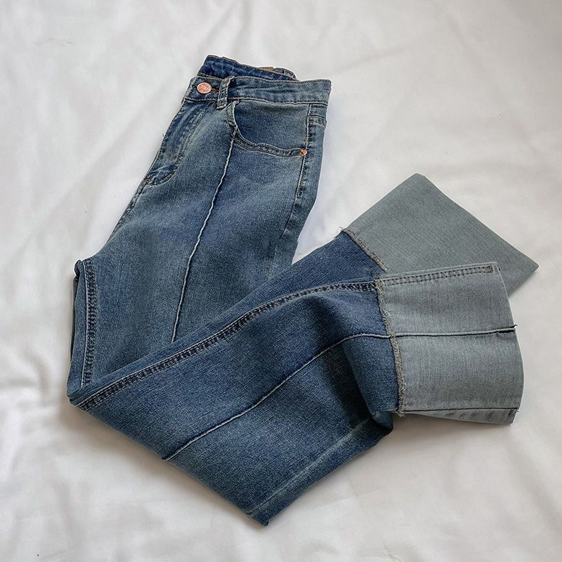 Jiashucheng Quần Jean Dài Tới Mắt Cá Chân Eo Cao Dáng Suông Cỡ Lớn Phong Cách Mới Cho Nữ