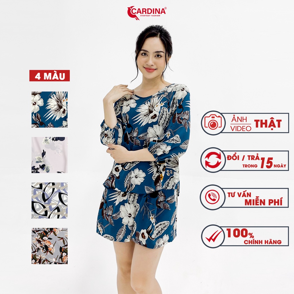 Đồ Bộ Nữ 𝐂𝐀𝐑𝐃𝐈𝐍𝐀 Chất Lụa Mango Cao Cấp Áo Tay Lỡ Quần Đùi Họa Tiết Hoa 2MF09
