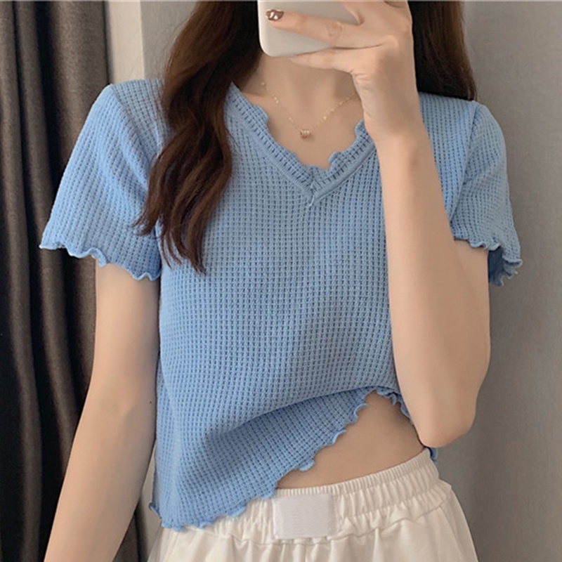 Zanzea Áo Nữ Dệt Kim Ngắn Tay Cổ Chữ V Thời Trang Hàn