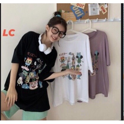 Áo thun form rộng tay lỡ nữ chất cotton xuất Hàn Alien cực cute cho ngày hè - May22 | BigBuy360 - bigbuy360.vn