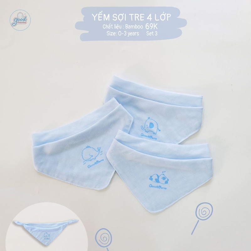 Yếm sợi tre 4 lớp cho bé 0-3 tuổi mùa hè mềm mát thấm hút tốt